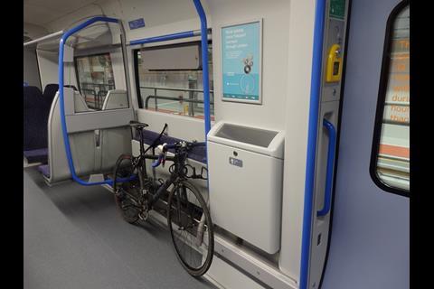 Bicycle space Siemens Class 700 Desiro City EMU for Thameslink services.